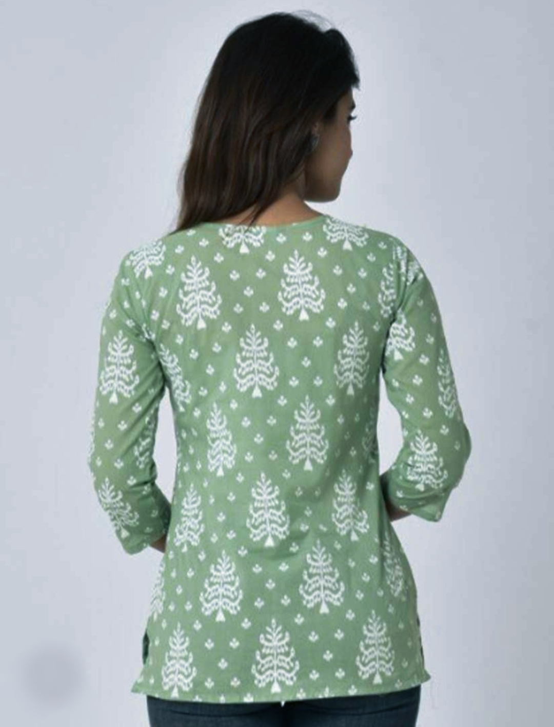 Alrani Fashion Green floral printed pure cotton Kurti